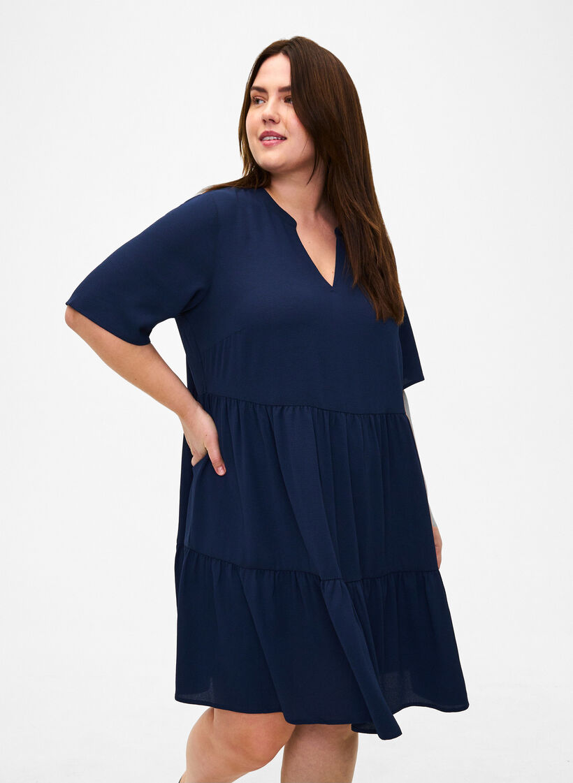 Cornell Fine Print Kjole - Dark Navy