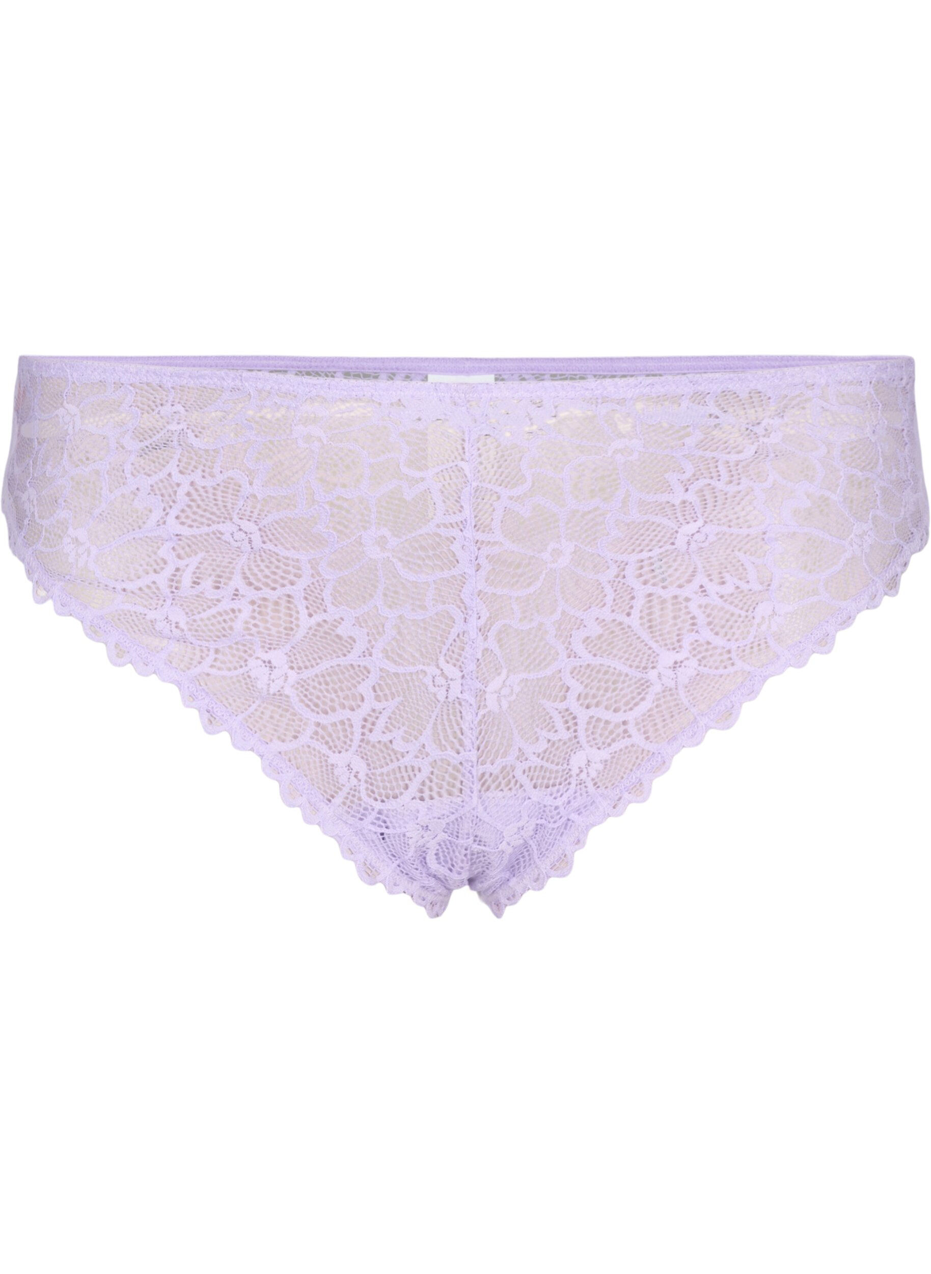ZizziBlomstret g-streng i blonde med normalh&oslash;y midje, Lilla, Packshot image number 0
