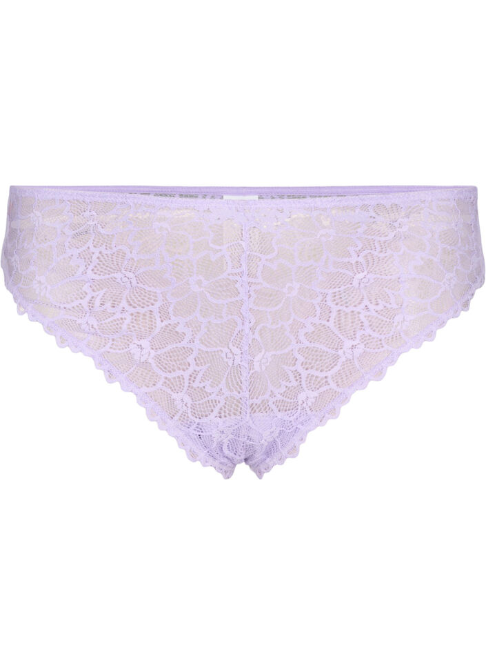 Blomstret g-streng i blonde med normalh&oslash;y midje, Lilla, Packshot image number 0