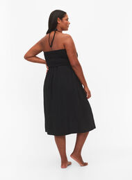 Strandkjole i viskose med overdel i smock, Black, Model