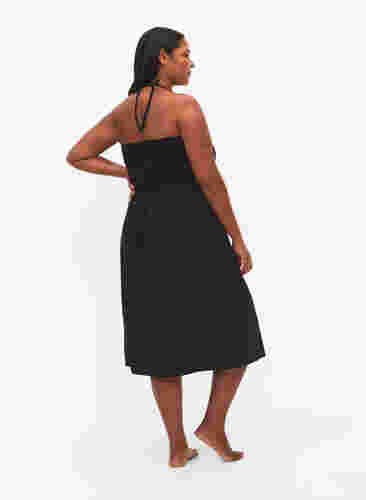 Strandkjole i viskose med overdel i smock, Black, Model image number 1