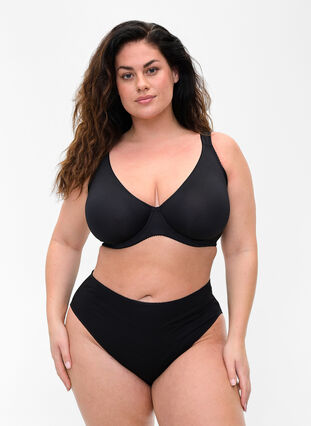 Zizzi Ensfarget BH med bøyle, Black, Model image number 3