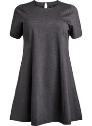 Kort A-linje jersey kjole, Dark Grey Melange