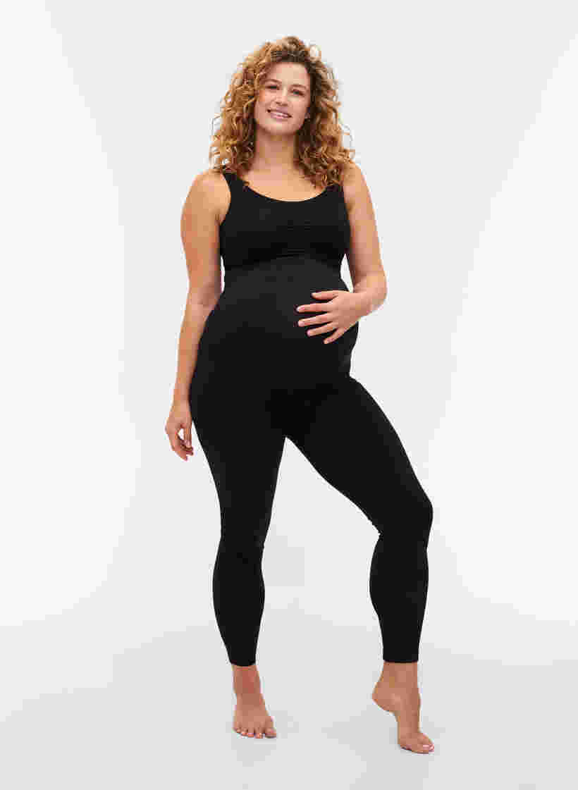 Sømløs leggings til gravide, Black, Model image number 2