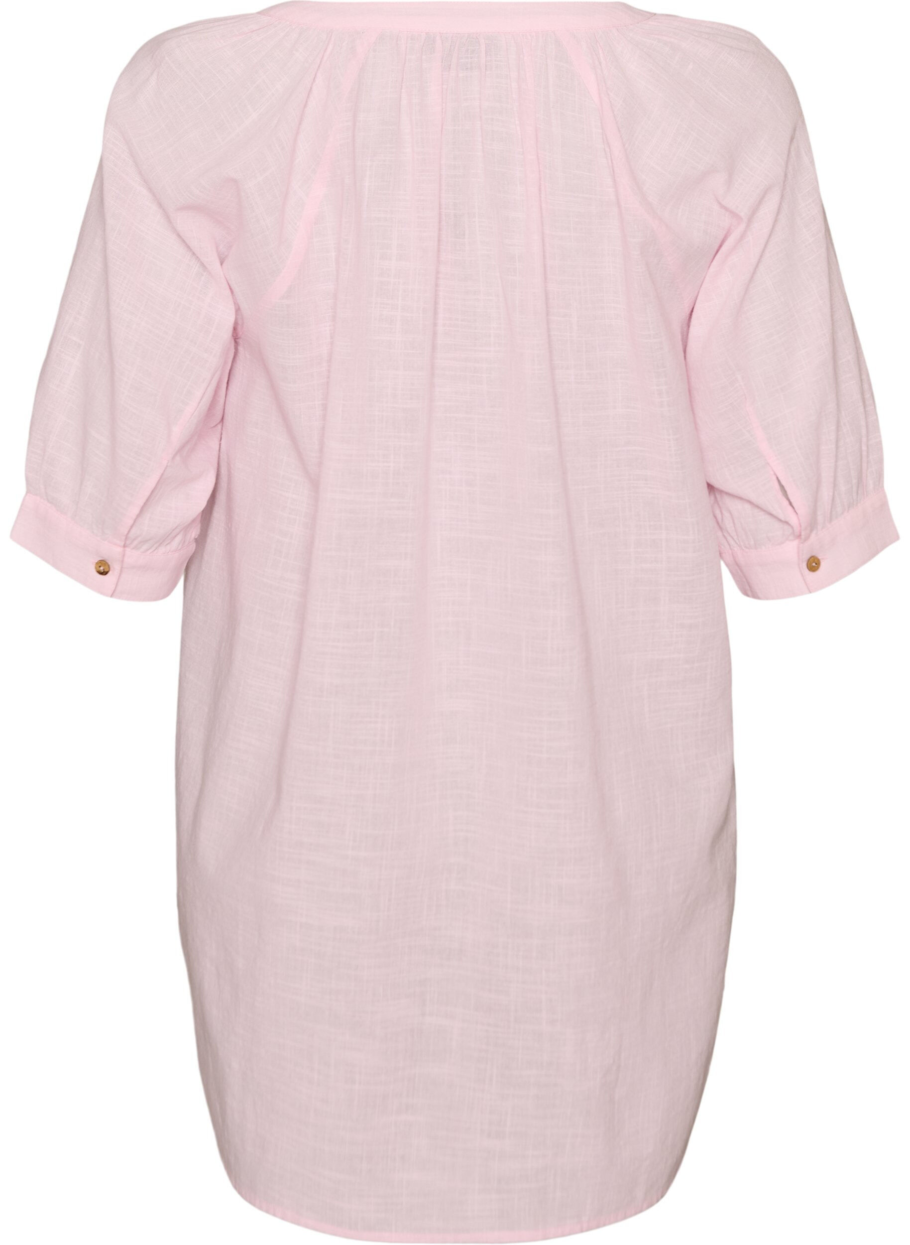 ZizziBomullstunika med V-hals, Rosa, Packshot image number 1