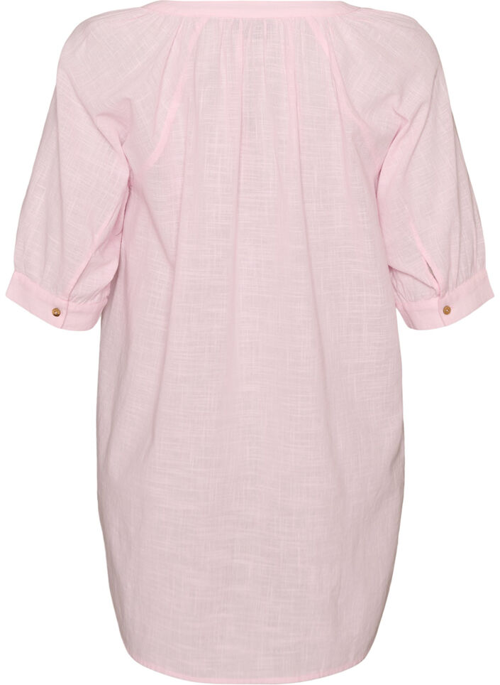 Bomullstunika med V-hals, Rosa, Packshot image number 1