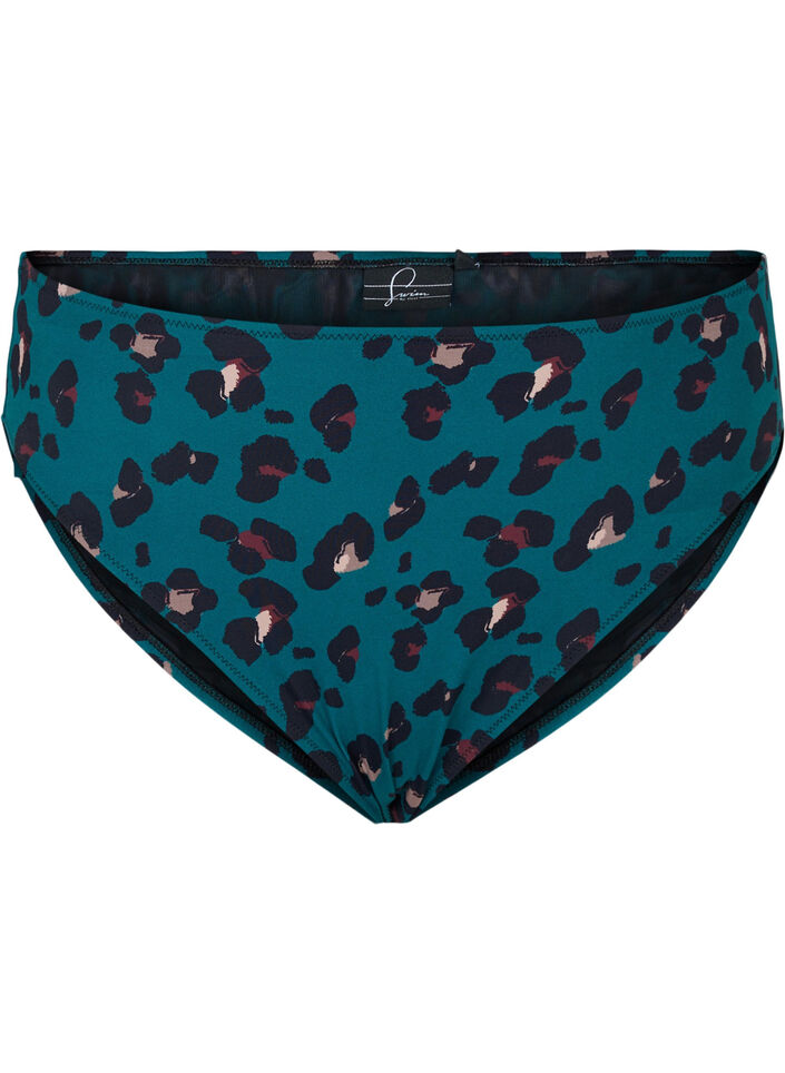 Bikinibukse med høyt liv, Teal Leopard, Packshot image number 0