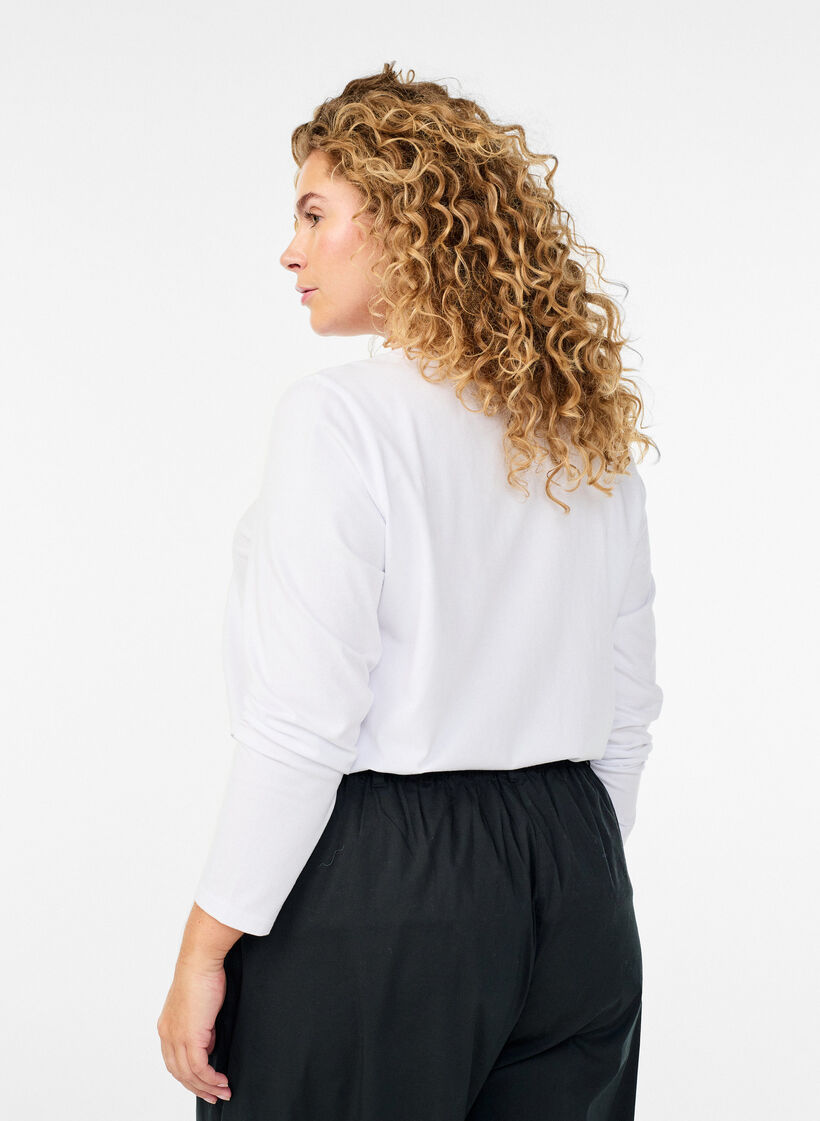 Basis jersey topp med lange ermer, Hvit, Model image number 2