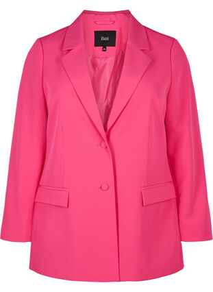Klassisk blazer med knappelukking, Pink Yarrow, Packshot image number 0