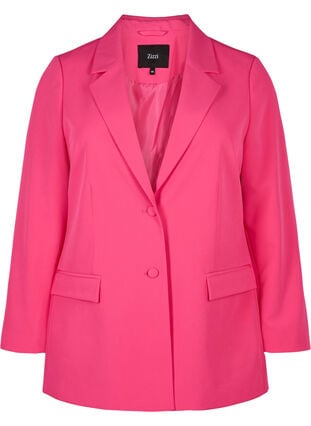 Zizzi Klassisk blazer med knappelukking, Pink Yarrow, Packshot image number 0