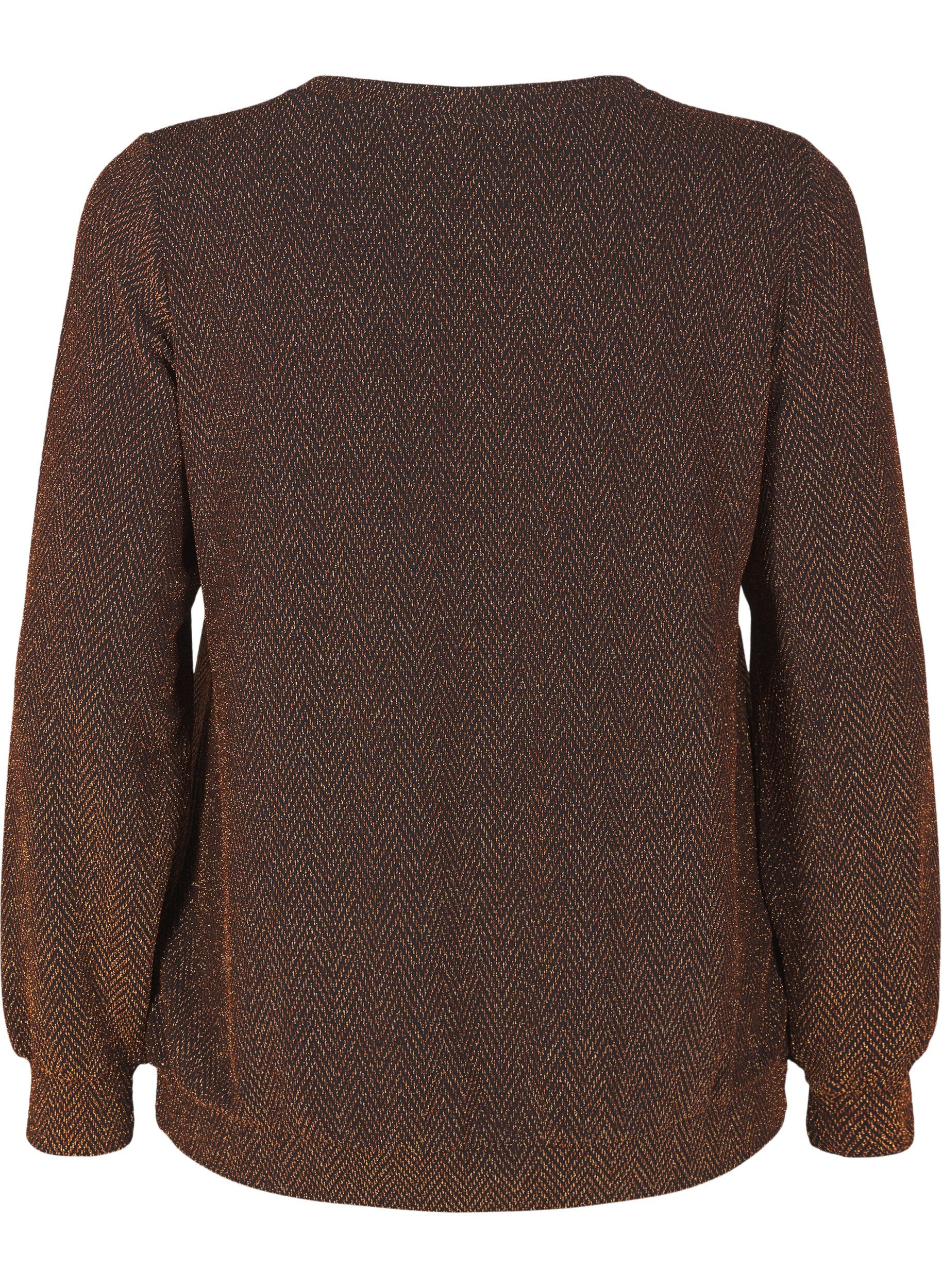 Zizzi Bluse med shimmer m&oslash;nster, Copper ZigzagShimmer, Packshot image number 1