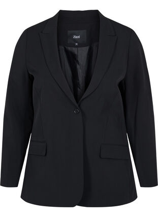 Klassisk blazer med lommer, Black, Packshot image number 0
