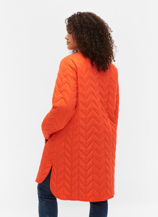 Quiltet jakke med knapper, Tangerine Tango, Model image number 1