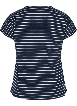T-skjorte i bomull med striper, Blue Stripe, Packshot image number 1