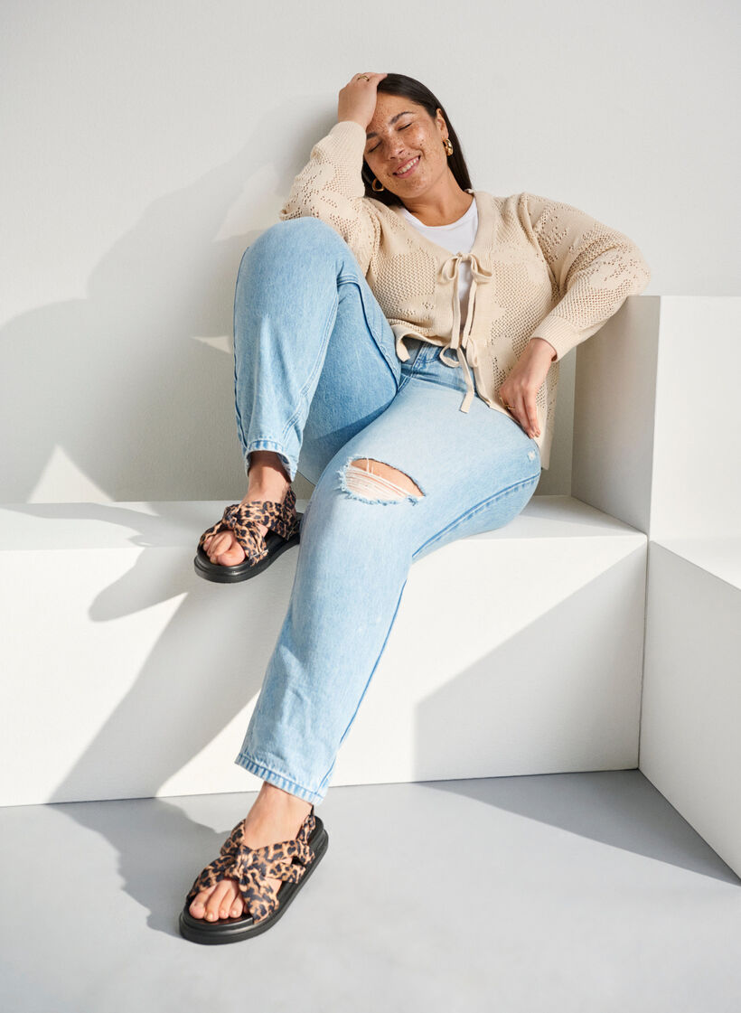 Wide fit - Sandal med knutedetaljer, Leopard AOP, Image