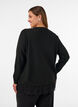 Cardigan med bred blondekant, Svart, Model image number 2