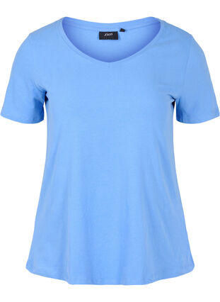 Ensfarget basis T-skjorte i bomull, Ultramarine, Packshot image number 0