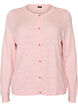 Strikket cardigan med hjerte hullbroderi, Rosa, Packshot image number 0