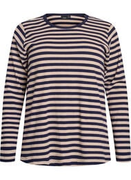 Stripete bluse med lange ermer, Simply T. w. Stripe