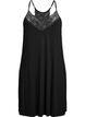 Ermeløs viskose nattkjole med blonder detaljer, Svart, Packshot image number 0