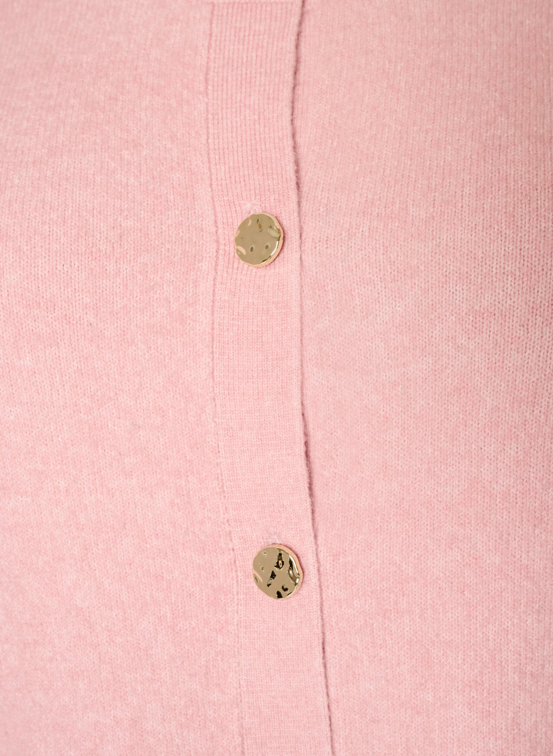 ZizziCardigan i myk strikk med gullfargede knapper, Rosa, Packshot image number 2