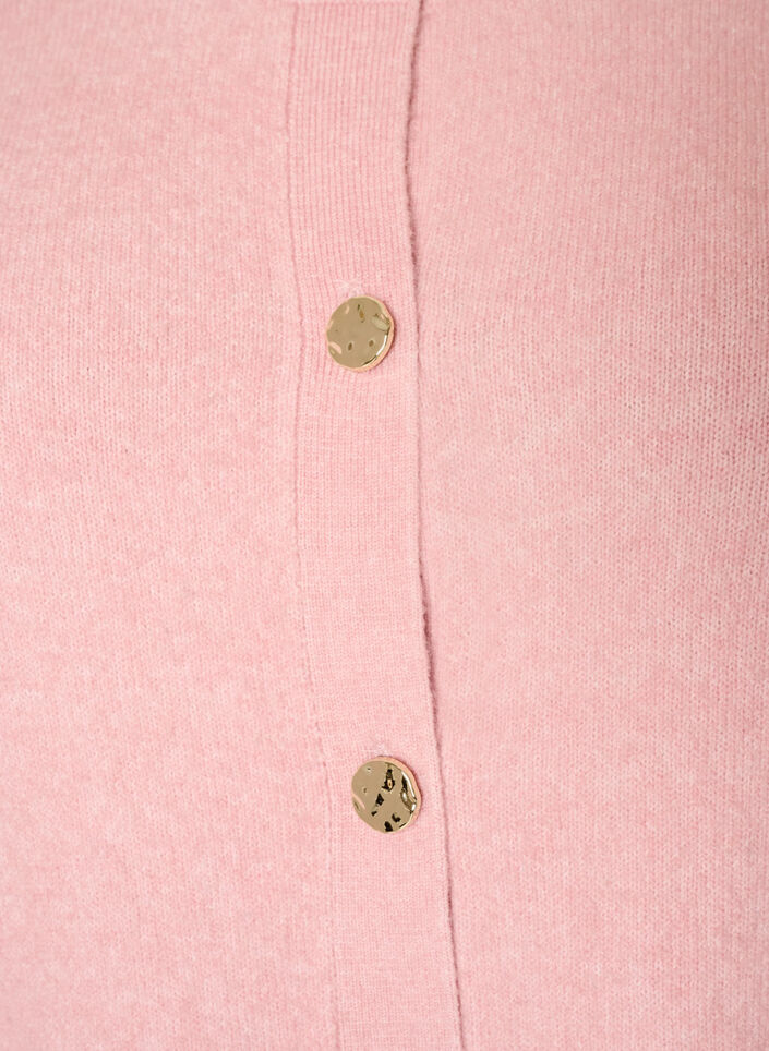 Cardigan i myk strikk med gullfargede knapper, Rosa, Packshot image number 2
