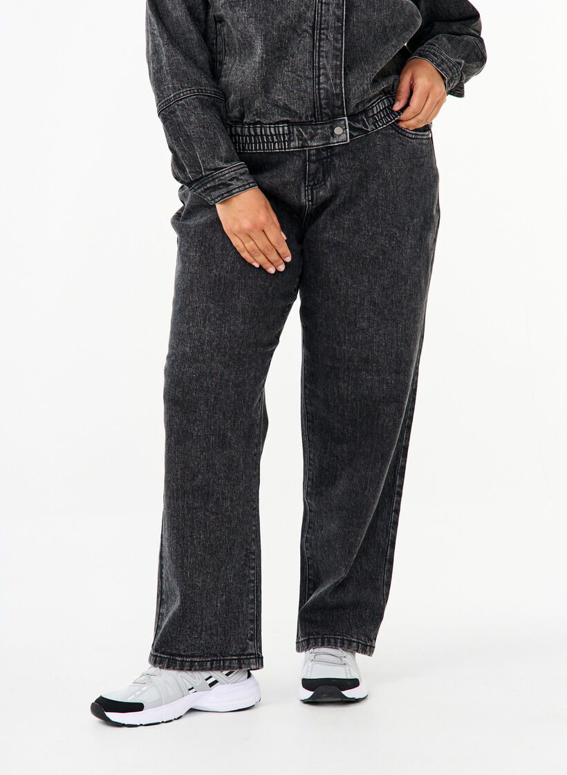 Løse jeans med avkortet lengde, Grå, Model image number 2