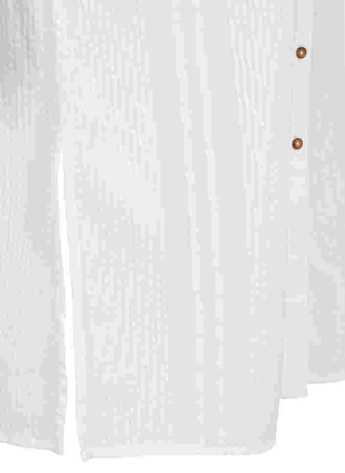 Skjortekjole i bomull med 3/4-ermer, Bright White, Packshot image number 3