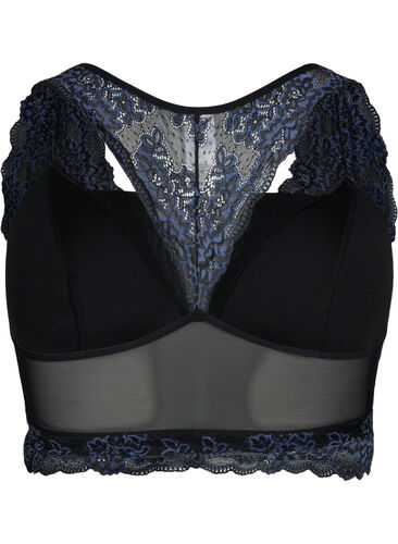 BH med blonder og mesh, Black w. blue lace, Packshot image number 1