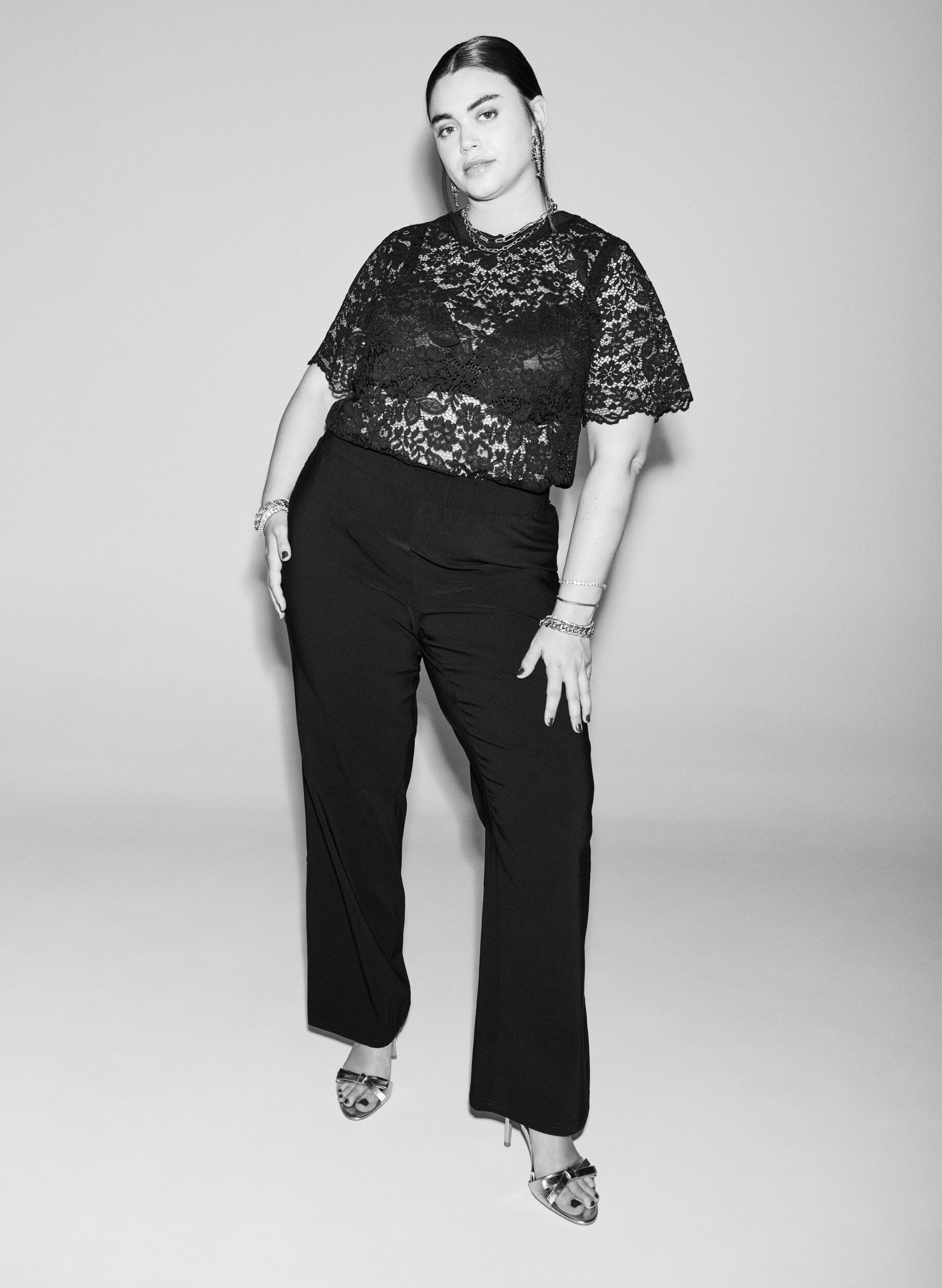 Zizzi Elastisk bukse i viskose, Svart, Image image number 0