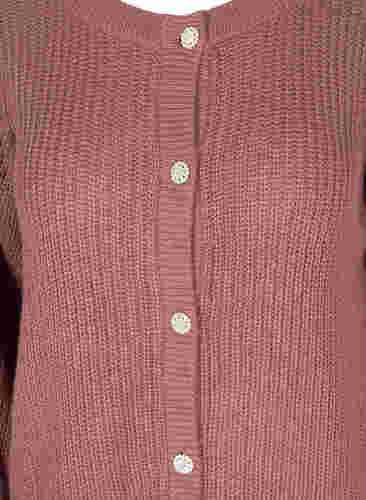 Kort cardigan i ribbet struktur med knappelukking, Rose Taupe as sample, Packshot image number 2