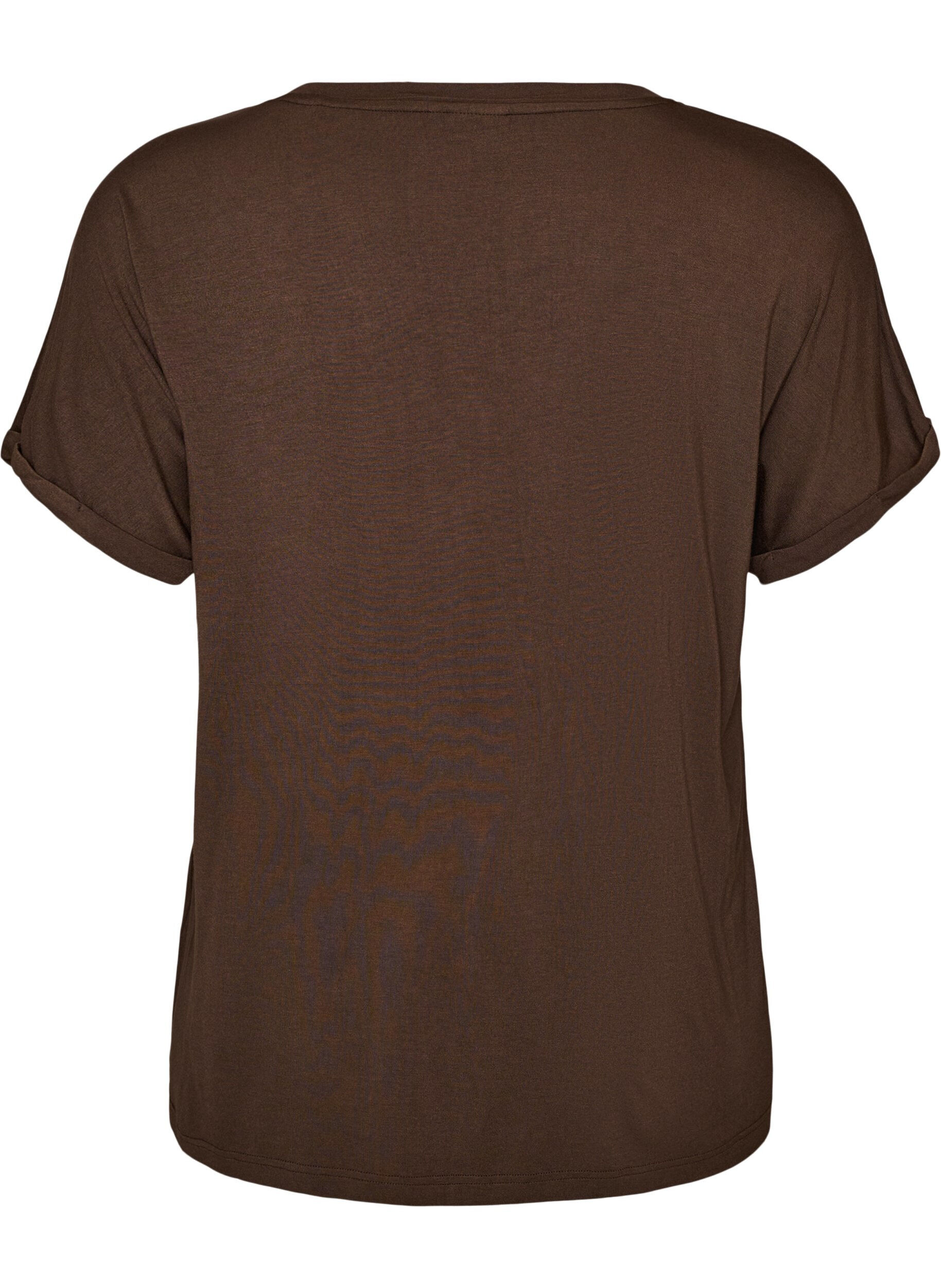 ZizziBasis V-hals T-skjorte i viskose, Brun, Packshot image number 1