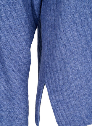 Strikket genser med splitt, Gray Blue Mel., Packshot image number 3