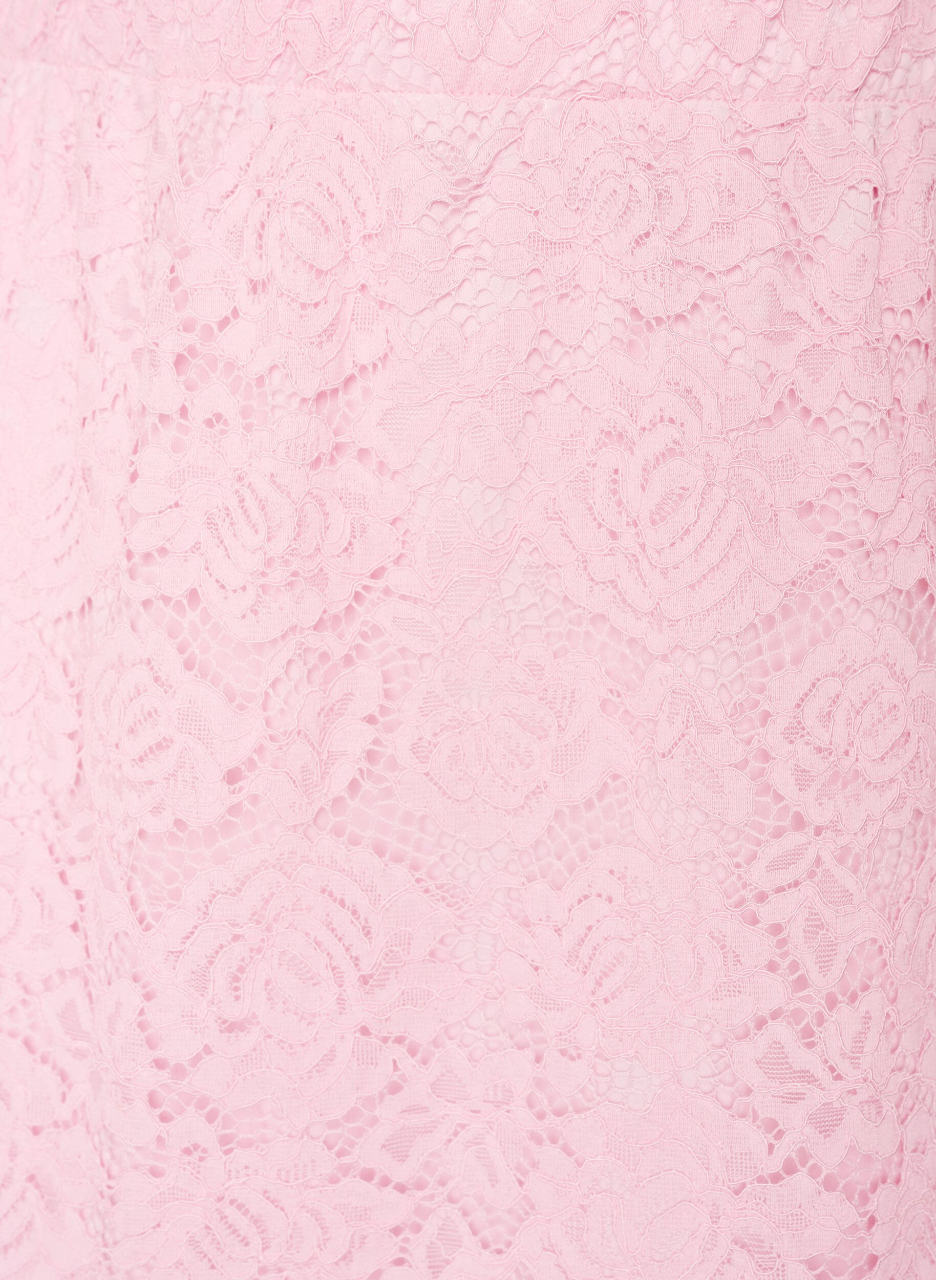 ZizziMidiskj&oslash;rt med blonder og elastisk midje, Rosa, Packshot image number 2