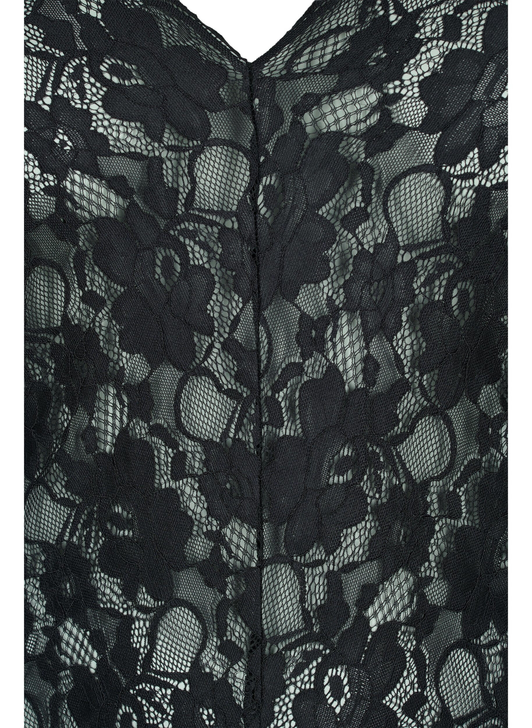 Zizzi Bodystocking i blonder med lange ermer, Black, Packshot image number 2