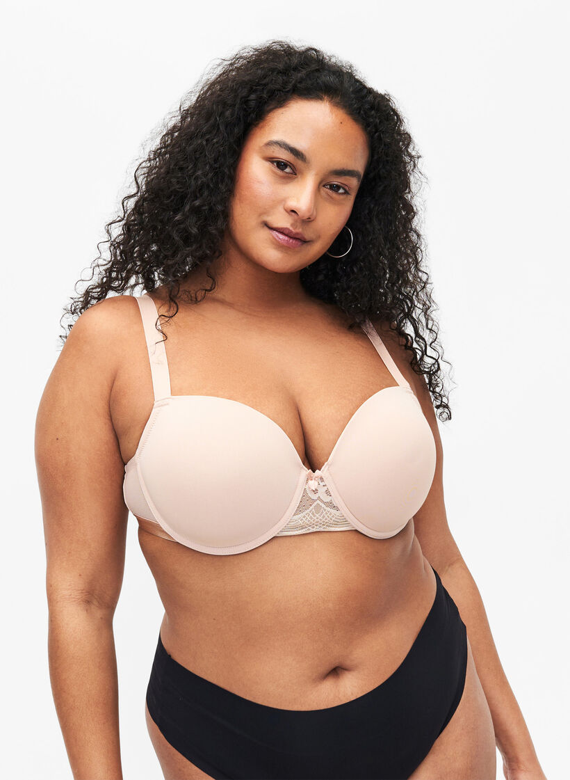 Formstøpt BH med netting, Beige, Model image number 0