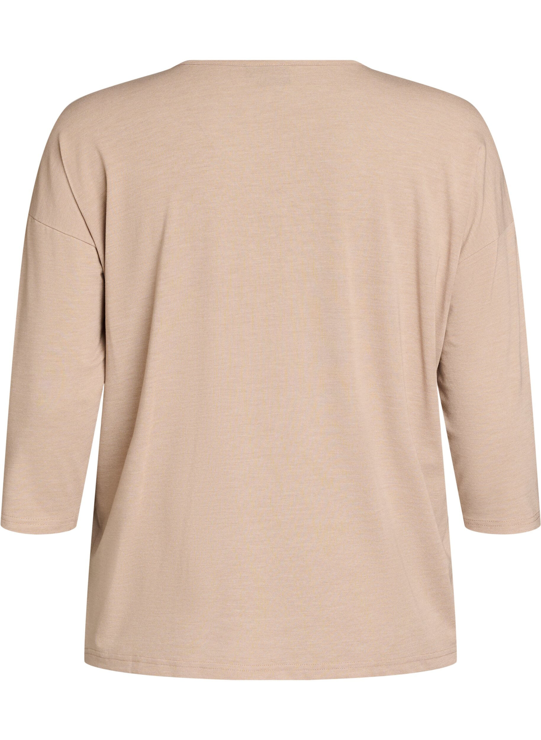 ZizziJersey bluse med 3/4 ermer, Beige, Packshot image number 1