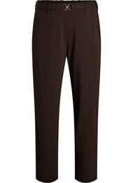 H&oslash;ytlivsbukser med beltedetalj og gullspenne, Brun