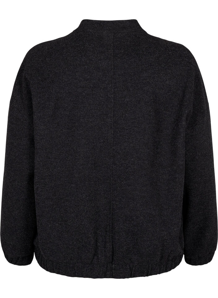 Bomberjakke i ullook med lommer, Dark Grey Melange, Packshot image number 1