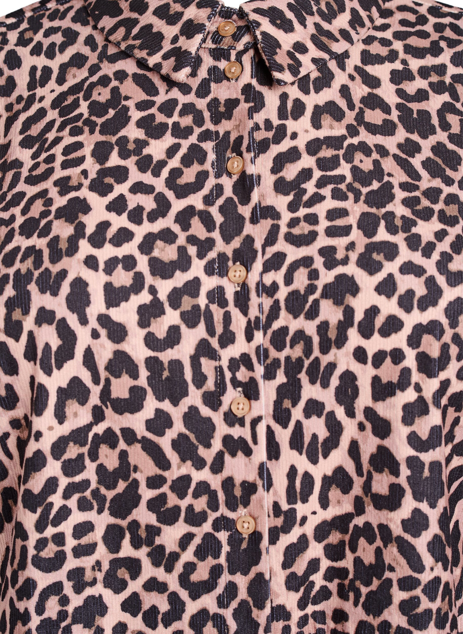 Zizzi Fl&oslash;yelskjole med leopardm&oslash;nster, Brun, Packshot image number 2