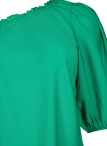 One-shoulder bluse i viskose , Deep Mint, Packshot image number 2