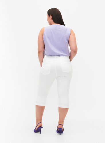 Amy capribukser med høyt liv og super slim fit, Bright White, Model image number 1