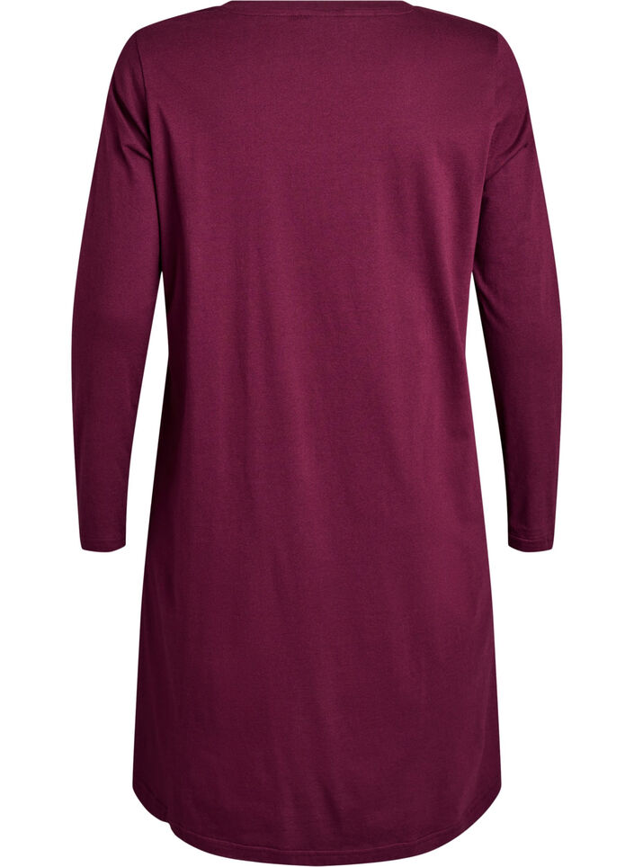 Langermet nattkjole i &oslash;kologisk bomull, R&oslash;d, Packshot image number 1