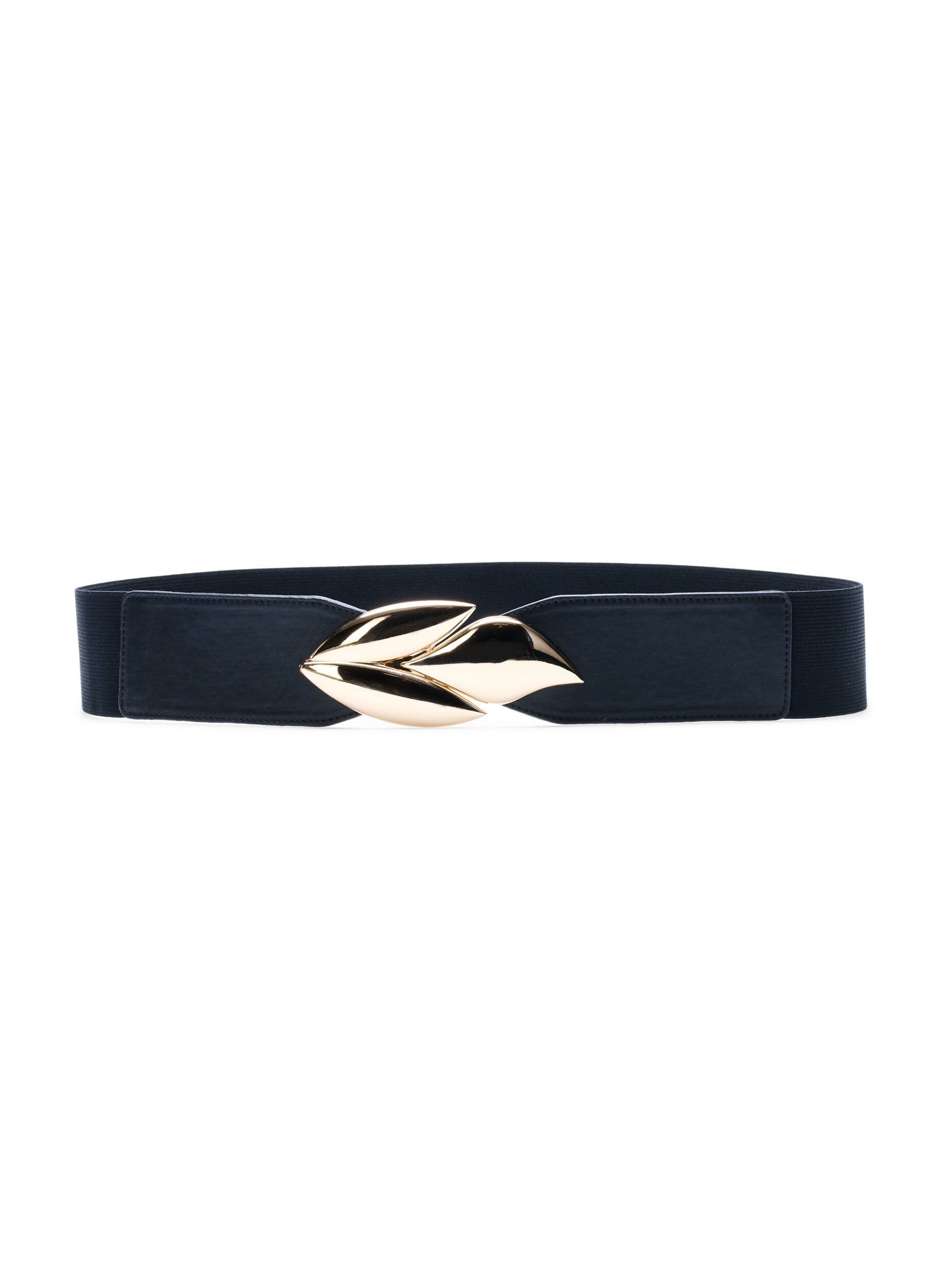 Zizzi Elastisk belte med gullfarget spenne, Black w. Gold Buckle, Packshot image number 0