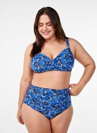 Høytlivs bikinitruse med mønster, Blå Høytlivs bikinitruse med mønster, Blå, Model