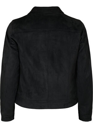 Zizzi Bikerjakke i imitert semsket skinn, Black, Packshot image number 1