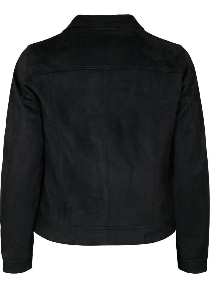 Bikerjakke i imitert semsket skinn, Black, Packshot image number 1
