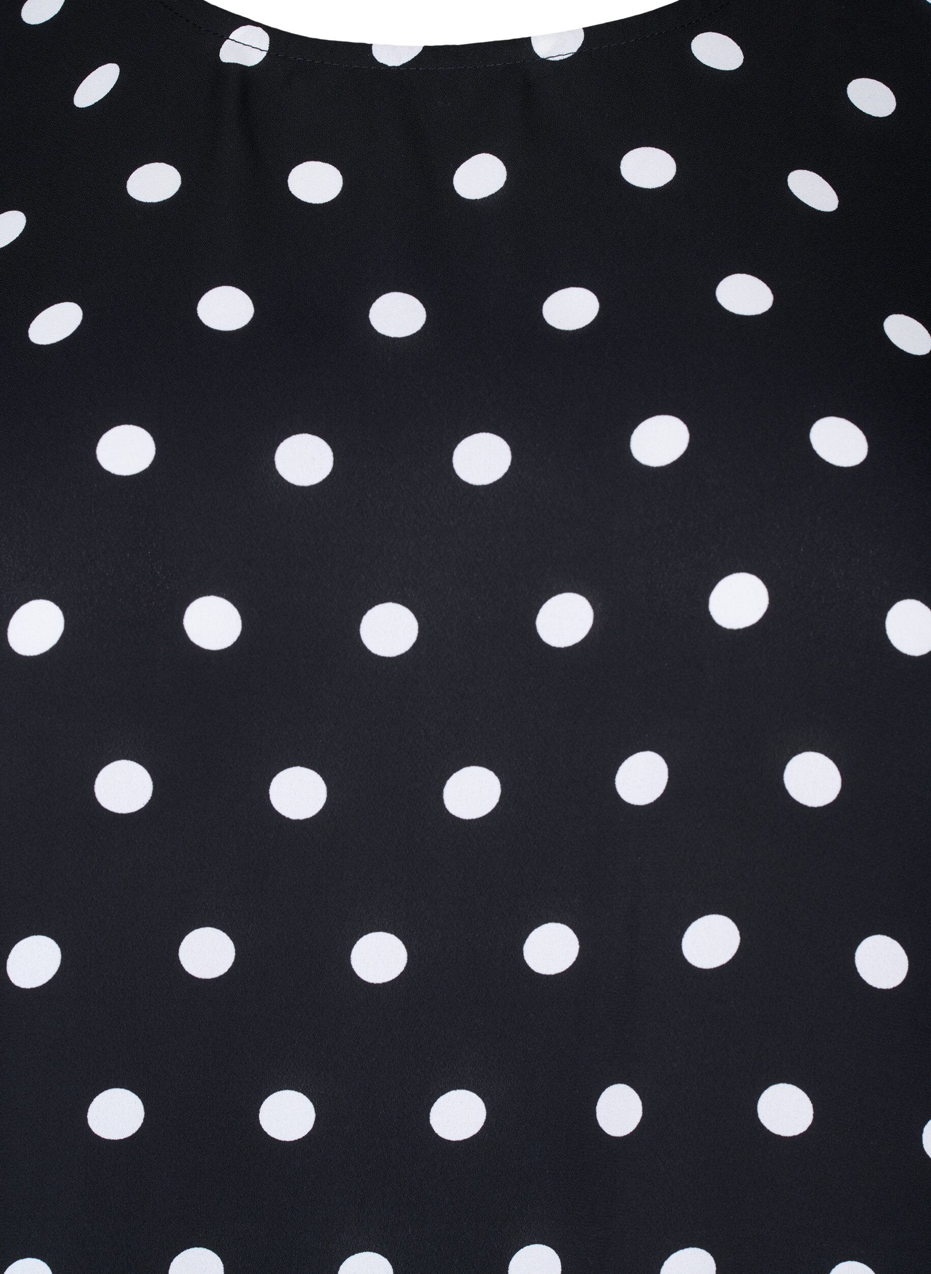 Zizzi Prikkete bluse med korte ermer, Black W. White Dot, Packshot image number 2