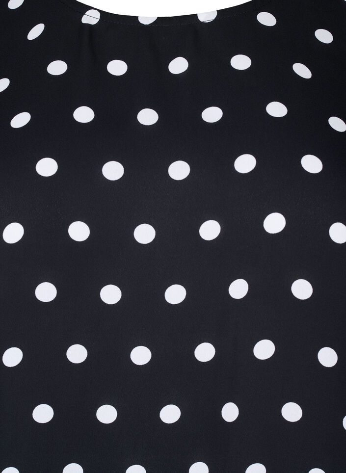 Prikkete bluse med korte ermer, Black W. White Dot, Packshot image number 2