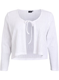 Jersey cardigan med tekstur og knyting foran, Hvit Jersey cardigan med tekstur og knyting foran